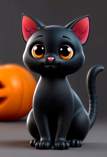 Cute halloween 3d cat