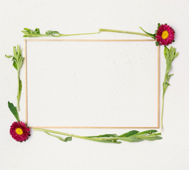 Free photo cute small natural flowers frame flay lay