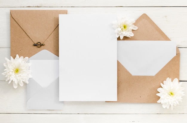 Cute wedding invitation top view