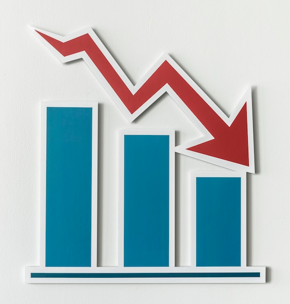 Foto gratuita diagramma a colonna in calo di business report