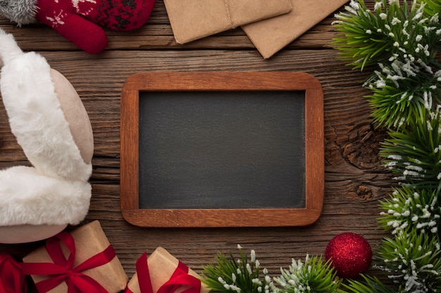 Free photo decoration frame on a table with mock-up