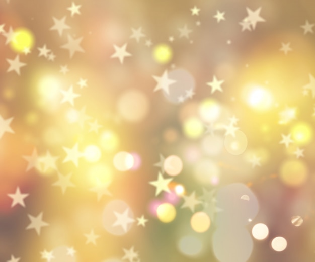 Free photo decorative christmas background of stars and bokeh lights