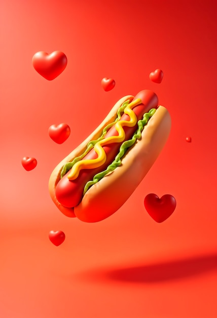 Delicious hot dog with emojis