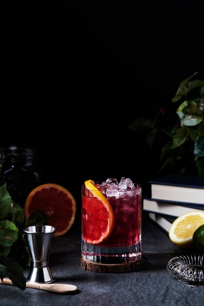 Delicious negroni drink with grapefruit