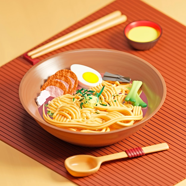 Foto gratuita ramen delizioso con disposizione delle bacchette