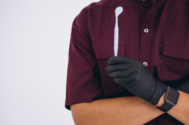 Dentist with dentistry tools isolated