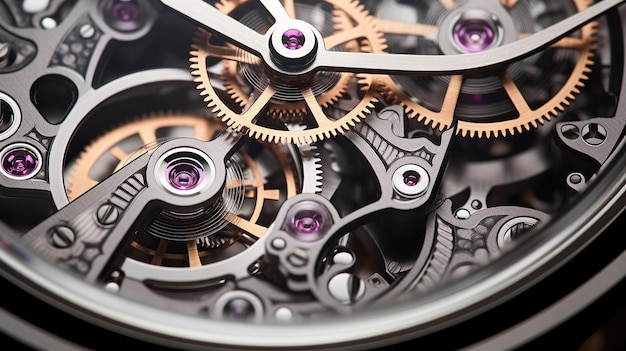 Free photo detailrich and intricate a watch's interior is depicted in a captivating macro image