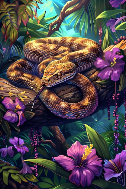 Free photo digital art snake illustration