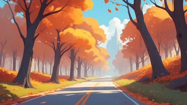 Digital art style fall season illustration