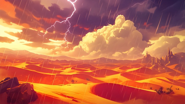 Free Photo digital art style illustration of thunderstorm