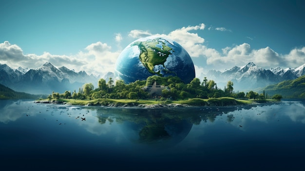 Free photo digital art with planet earth