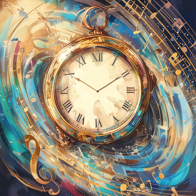 Foto gratuita pittura digitale di un vecchio orologio