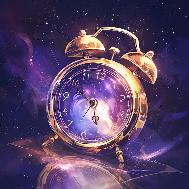 Free photo digital painting of old clock