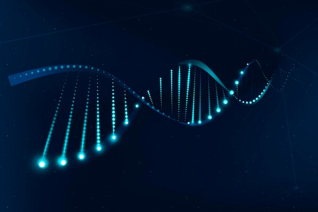 Free photo dna genetic biotechnology science blue neon graphic