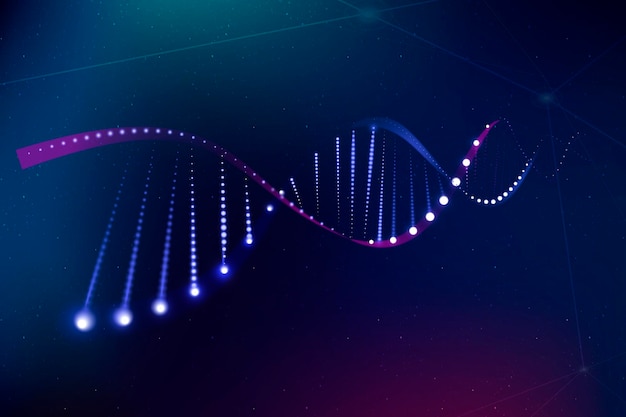 Free photo dna genetic biotechnology science purple neon graphic