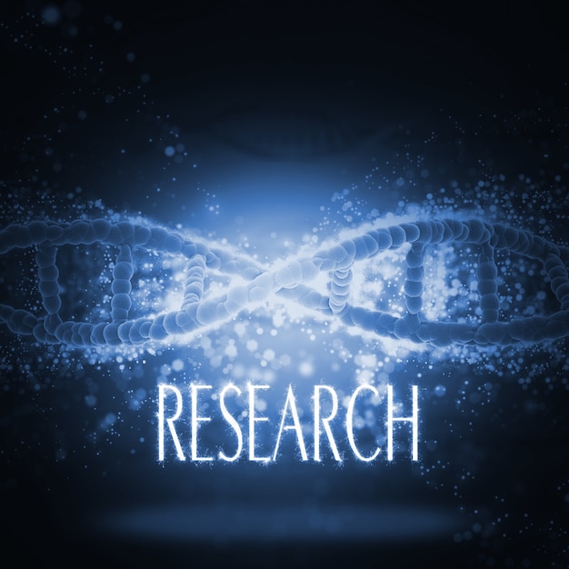 Dna helix with the word "research"