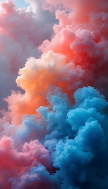 Dreamy and colorful smoke clouds