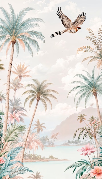 Free Photo dreamy pastel colors landscape illustration