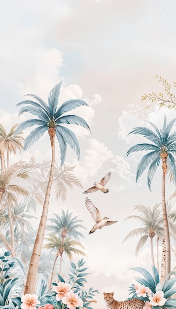 Free Photo dreamy pastel colors landscape illustration