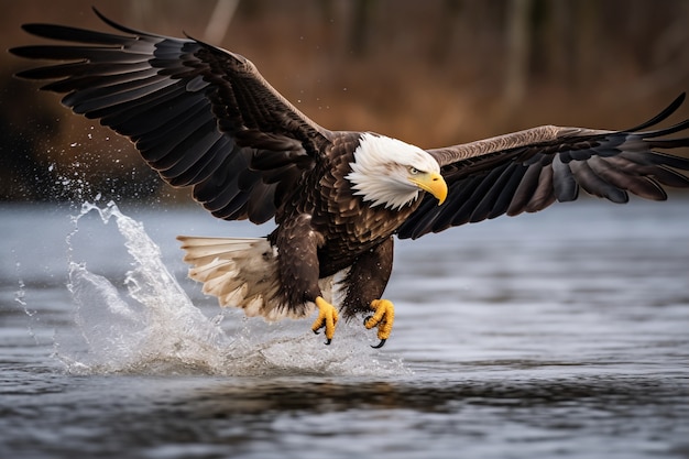 Foto gratuita caccia all'aquila nel fiume