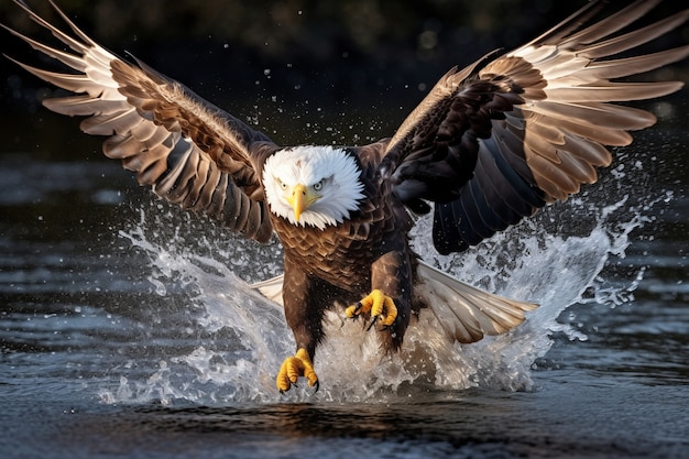 Foto gratuita caccia all'aquila nel fiume