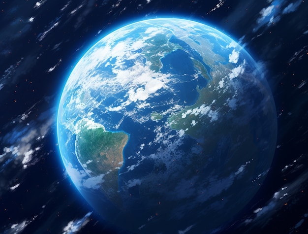 Free photo earth depicted in anime style