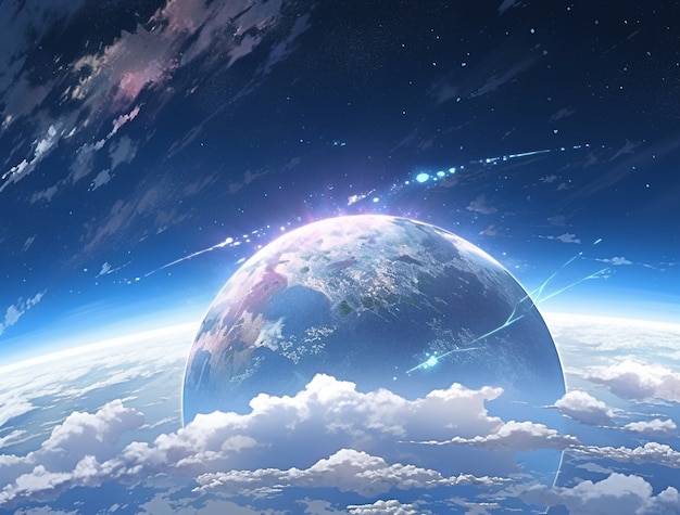 Free photo earth depicted in anime style