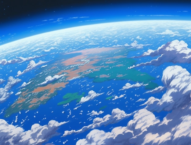 Free photo earth depicted in anime style