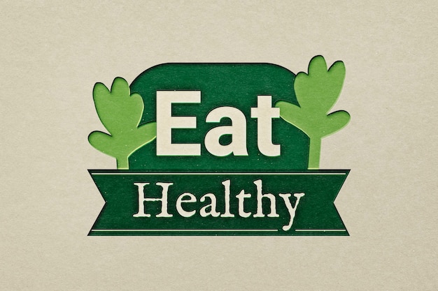 Free photo eat healthy restaurant logo in papercraft cut out style