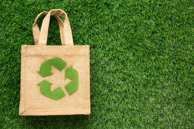 Free photo ecological bag in grass