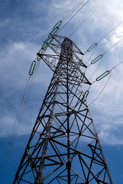 Free Photo electric pylon blue sky in background