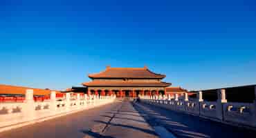 Free photo the enchanting forbidden city in beijing in the early morning sunlight.