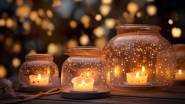 The enchanting glow of fairy lights and candles creating a magical ambiance