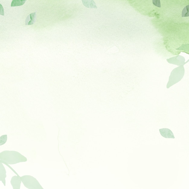 Free photo environment green watercolor background with leaf border illustration