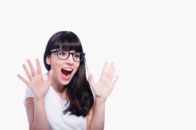 Free photo excited woman screaming