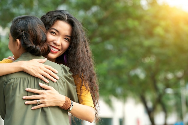 Free photo expressing love to mature mom