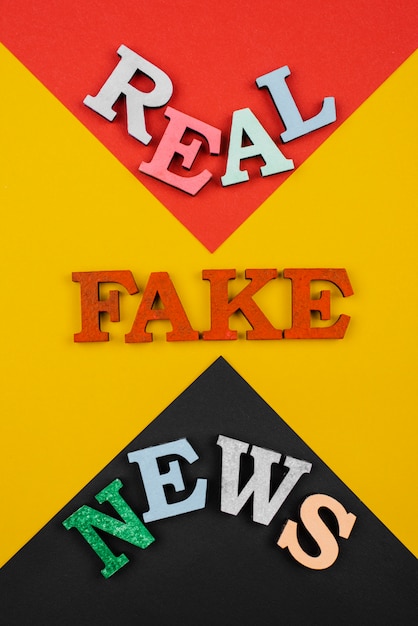 Free photo fake news words  above view