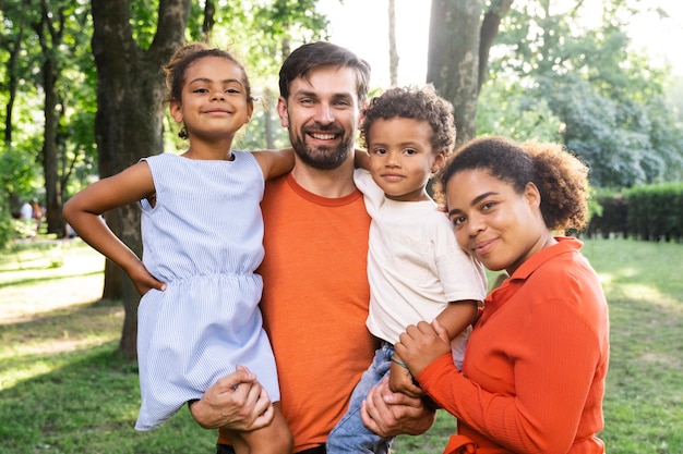 Family spending time together outdoors in the park