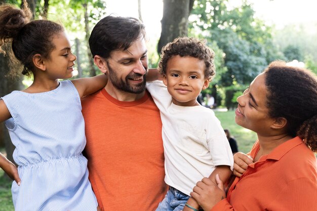 Family spending time together outdoors in the park