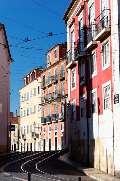 Free photo famous street in lisbon in summer, portugal