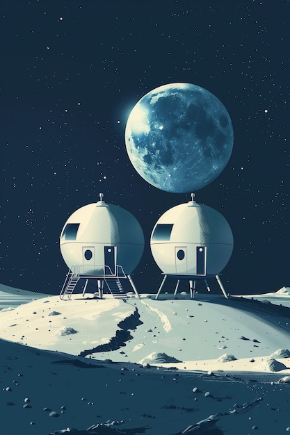 Free photo fantasy house on the moon illustration