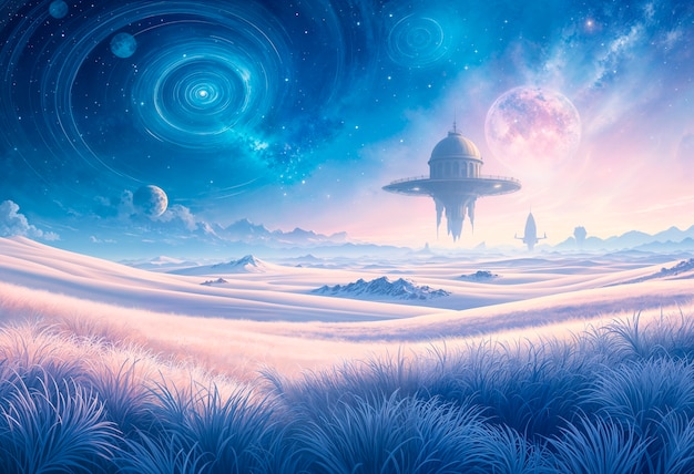 Free Photo fantasy landscape of alien planet illustration