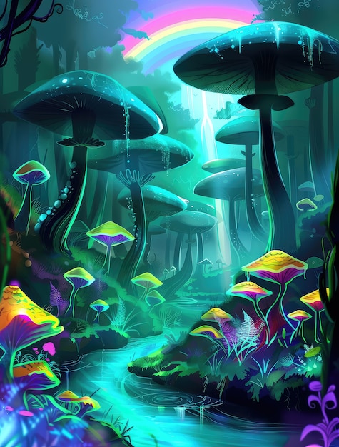 Free photo fantasy mushroom landscape