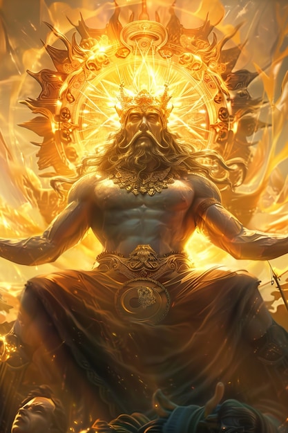 Free photo fantasy scene depicting the sun god's