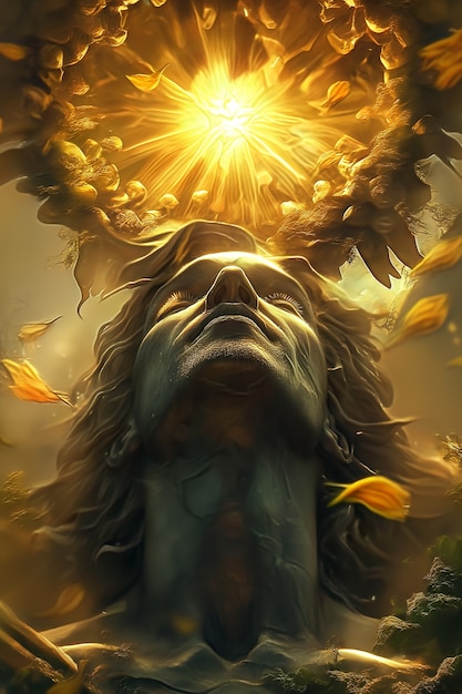 Free photo fantasy scene depicting the sun god's