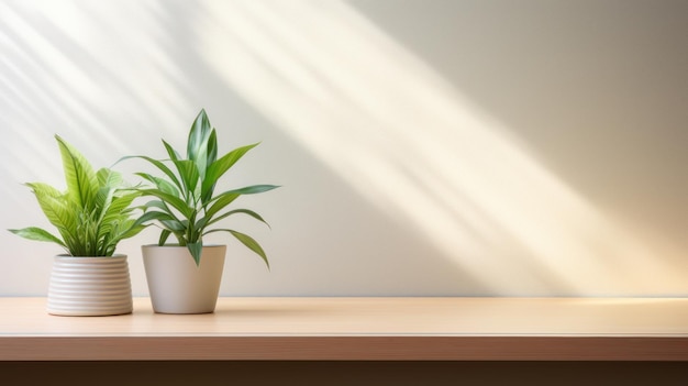 Free photo featuring a white desk a green plant and plenty of natural light this is a minimalist home office