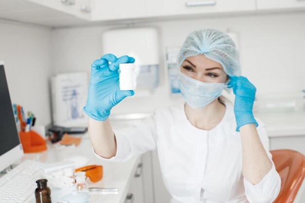 female doctor working with vacine