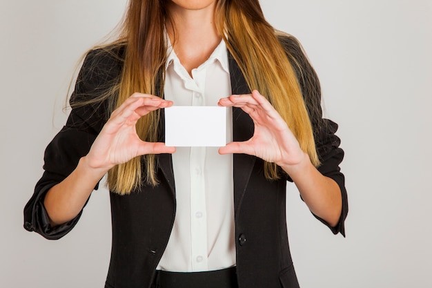 Free Photo female model with business card