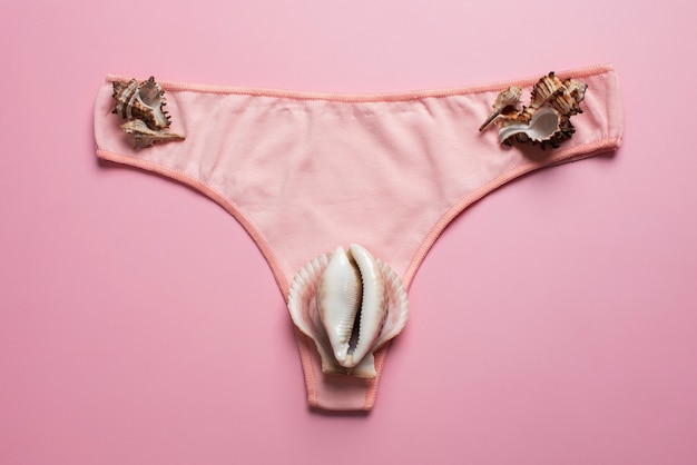 Free photo female reproductive system concept with shells top view