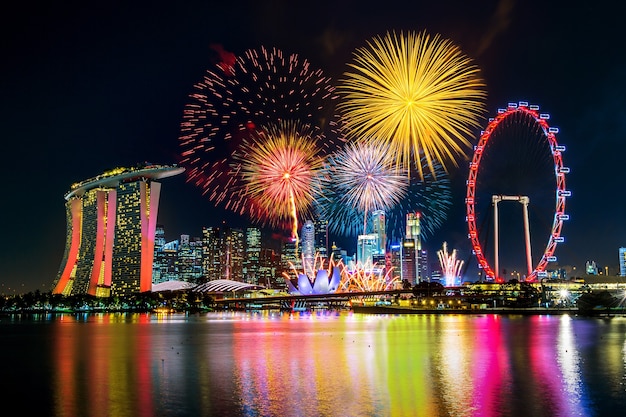 Free photo firework display in singapore.